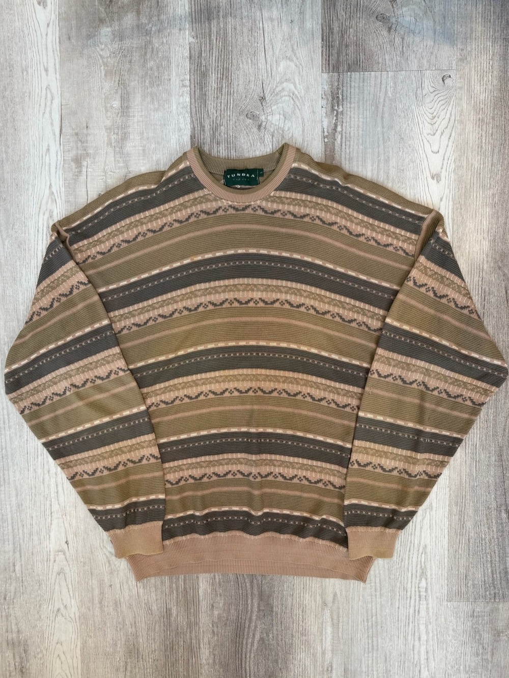 Tundra Canada Vintage Coogi Style 3-D Textured Knit Sweater Cotton Mens Size L